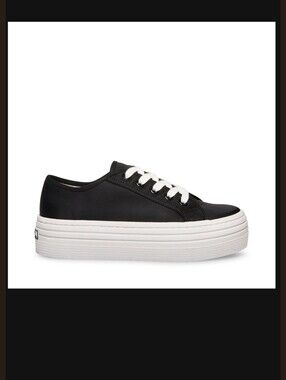 Steve Madden Black Platform Lace-Up Sneakers with White Sole